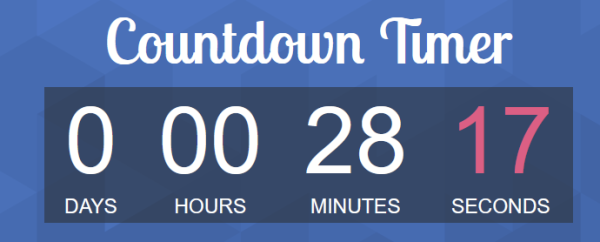 Countdown timer with 28 minutes and 17 seconds left