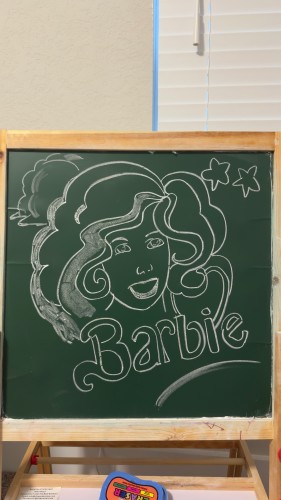 Barbie illustration on chalkboard 