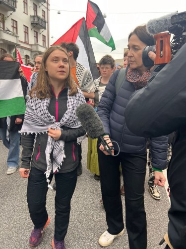 Greta Thunberg at protests in Malmö against Eurovision