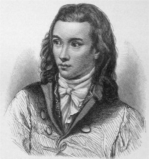 Posthumous Romantic portrait of Novalis from 1845 by Friedrich Eduard Eichens (based on Franz Gareis's 1799 painting)