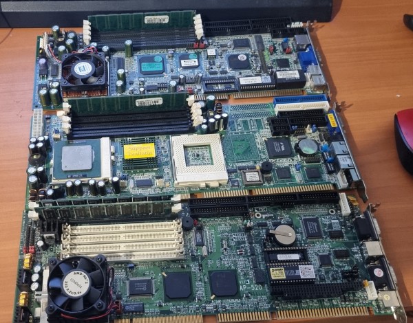 3 computer boards in picmg format, with Isa and PCI connectors 