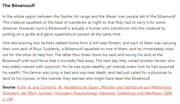 German folk tale "The Böxenwulf". Drop me a line if you want a machine-readable transcript!