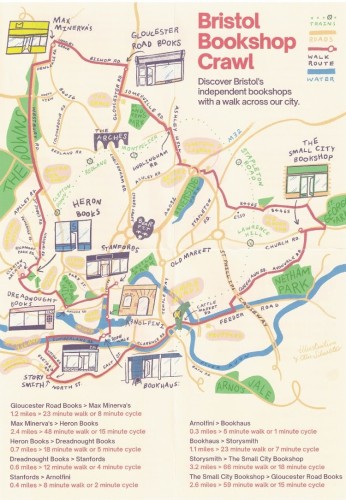 Map of Bristol showing bookshop locations