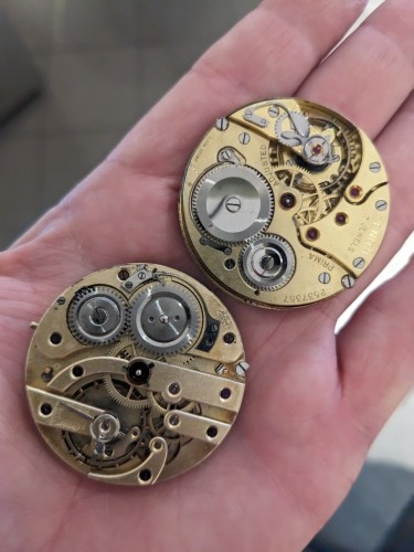 Two old pocket watch movements