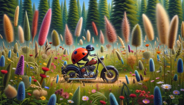 Ladybug on a motorcycle