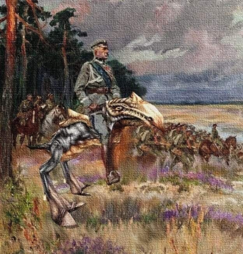 Obraz "Marszałek Piłsudski na ścierwojadzie"