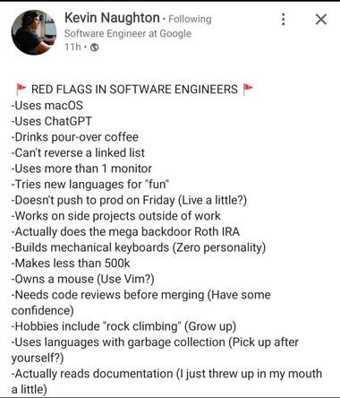 Red flags in software engineers