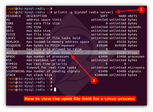 Explains how to use the prlimit command to see the open file limit (FD limits) on Linux.