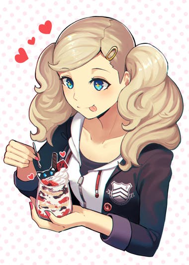 Ann enjoying sweet ice cream