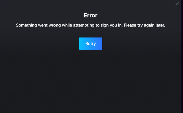 Error: Something went wrong while attempting to sign you in. Please try again later.