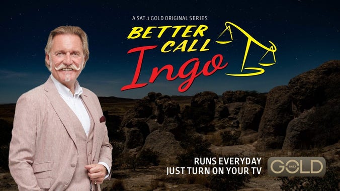 Ein fiktiver Werbebanner für die Serie „Better Call Ingo“ im Stil der Serie „Better Call Saul“