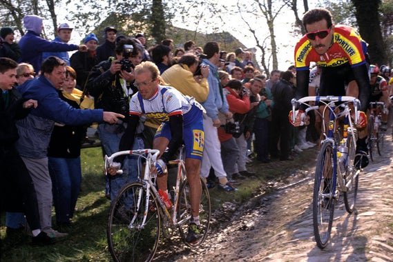 Fignon and Urs Freuler, 1990 Paris Roubaix. Via cyclingweekly