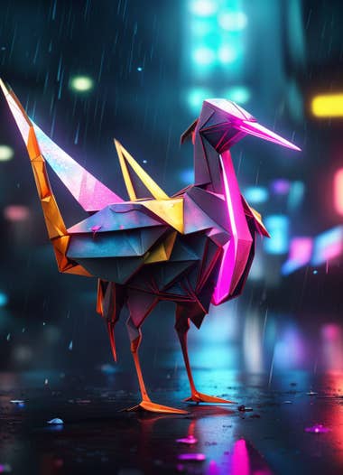 Cyberpunk Neon Origami