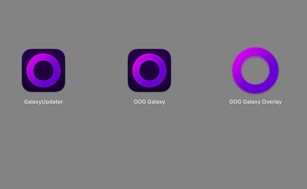 Image showing three different GOG.com icons installed in the users system