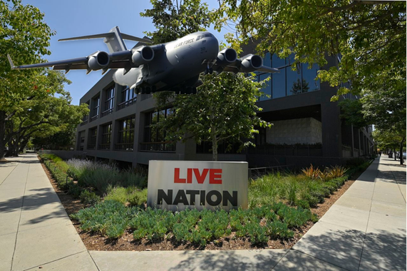 military plane badly photoshopped over live nation HQ