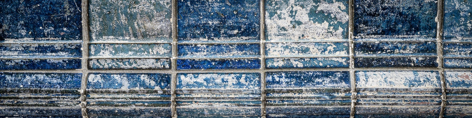 Blue tiles in wall