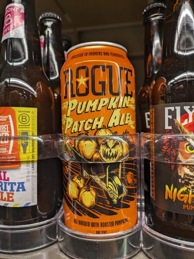 A can of Rogue Pumpkin Patch Ale