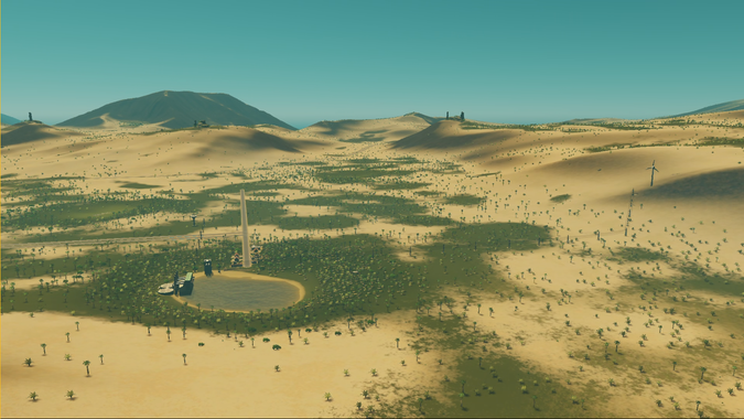A screenshot of a desert city built in Cities Skylines