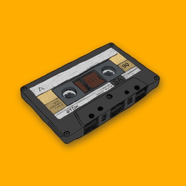 A sketch of a cassette tape done in Procreate.