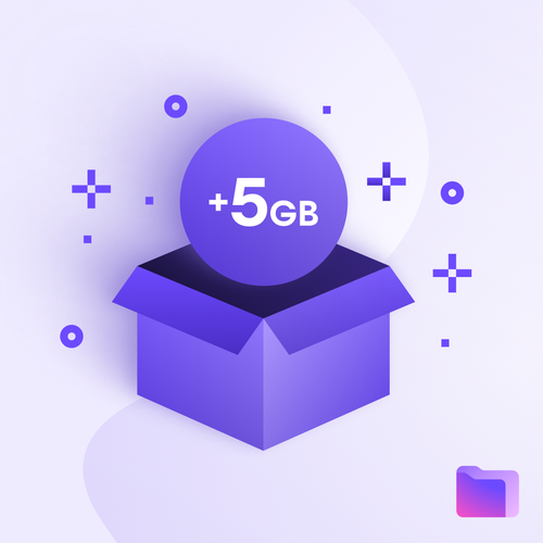 An illustration of a box with "5 GB" popping out of it. 