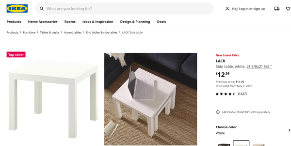 $12.99 for an Ikea Lack side table