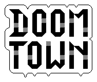 Pixelated #logo of #doomtown #zine created with the software "Affinity Photo".