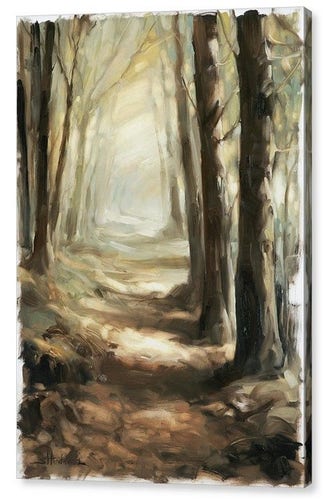 canvas print of an original oil painting depicting a narrow path through the forest.