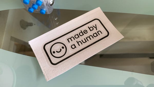 “made by a human” laptop decal