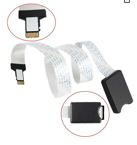 An adapter cable with micro SD on one side and a normal sized SD card slot on the other side.