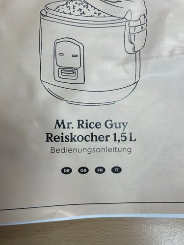 Bedienungsanleitung für einen Reiskocher namens „Mr. Rice Guy“