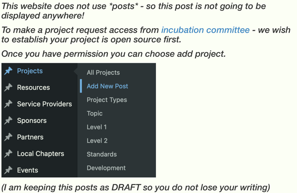 Saving content so it can become a project page