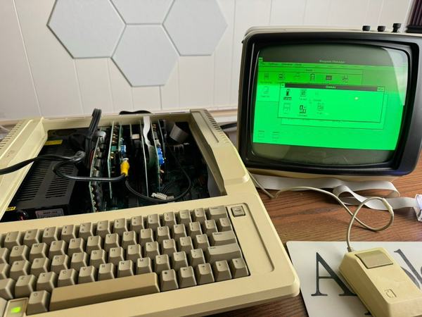 An Apple IIe running windows 3.0, which is normal 