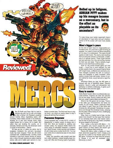 Review for Mercs on Mega Drive from Sega Force 1 - January 1992 (UK)

score: 89%