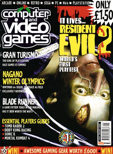 The front cover for CVG 194 - January 1998 (UK), featuring Resident Evil 2 on PSone
