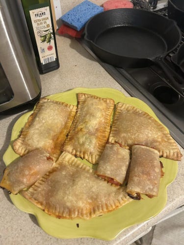 I made homemade hot pockets with leftover pie dough. They’re super ugly but the tasted fine 