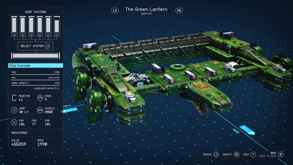 Our Starfield ship, The Green Lantern. It is one level and you can walk all the way around.