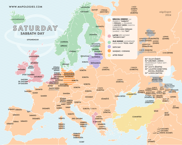 Etymology map of Saturday
