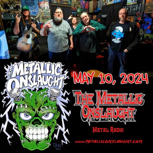 Screenprint of Metallic Onslaught's team providing the May 10, 2024 metal radio show featuring thrash/death metal band Beyond the Pale from Urecht, Netherlands.