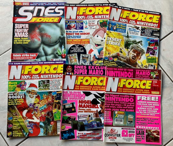 5 issues of N-Force Magazine from the early 90's and one issues of SNES Force