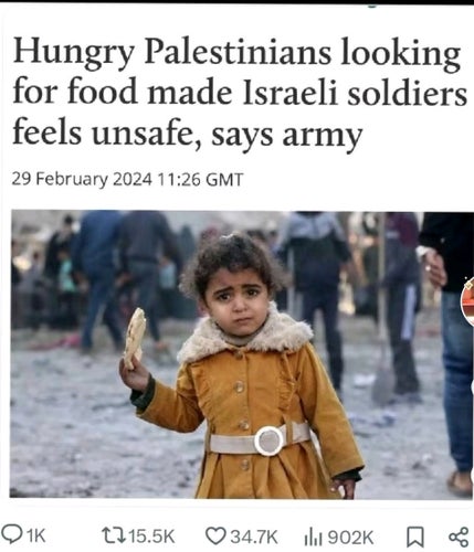 Hungry Palestinians looking for food made Israeli soldiers feel unsafe, says the Israeli army.
