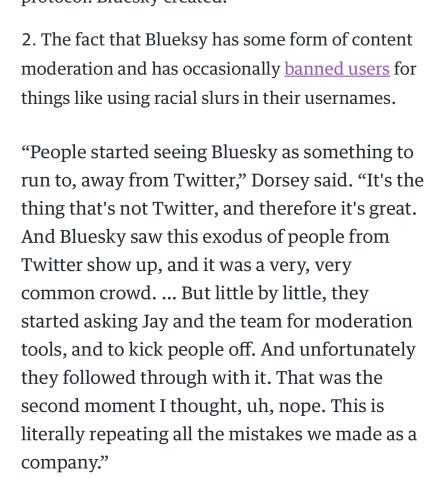 screengrab: Jack Dorsey complaining about Bluesky and calling its users 'very very common' for wanting moderation tools which allow them to eject racists.