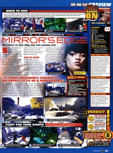 Preview for Mirror's Edge on PlayStation 3 and Xbox 360.
Taken from GamesMaster 203 - October 2008 (UK)