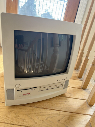 A vintage Compaq Presario CDTV, my first PC (had a Mac previously) in pretty good condition. The PC is one of the first all in ones, and this specific model included an integrated TV Tuner.