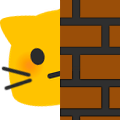 Emoji de gatito sonrosado espiando desde una pared