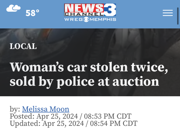 Woman’s car stolen twice, sold by police at auction
by: Melissa Moon
Posted: Apr 25, 2024 / 08:53 PM CDT
Updated: Apr 25, 2024 / 08:54 PM CDT
