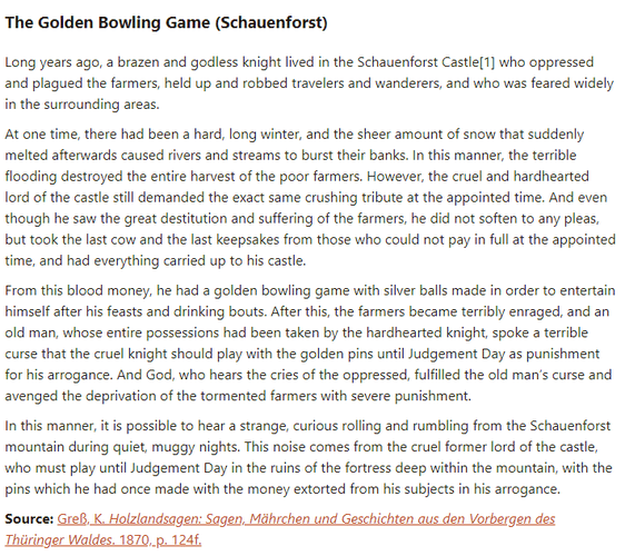 German folk tale "The Golden Bowling Game (Schauenforst)". Drop me a line if you want a machine-readable transcript!