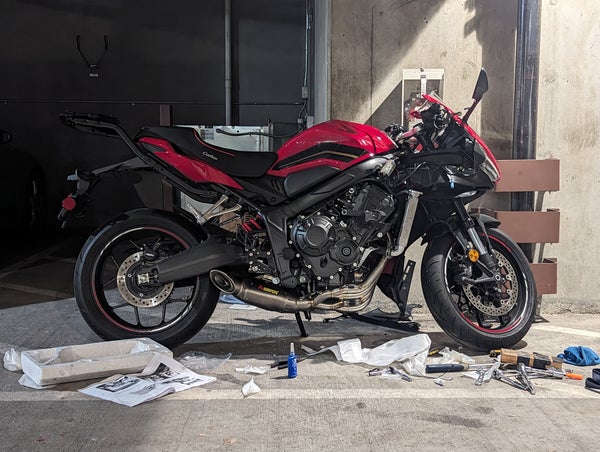 Partially disassembled CBR650R.