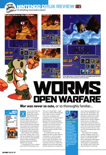 Review for Worms Open Warfare on Nintendo DS from NGC Magazine 118 - April 2006 (UK)

score: 76%