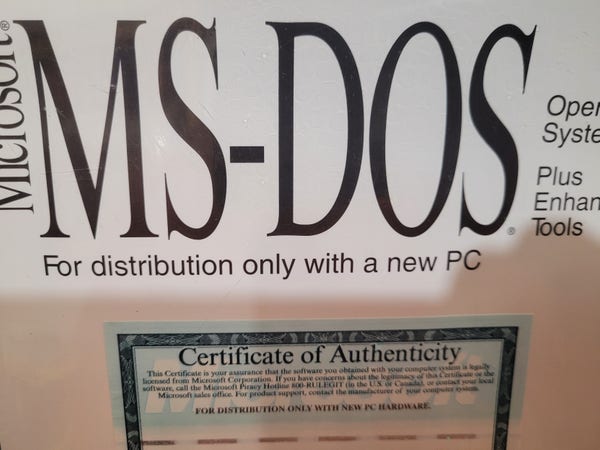 MS DOS software, licensed for distribution only with new PC