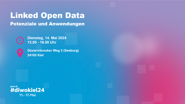 Linked Open Data
Potenziale und Anwendungen

Dienstag, 14. Mai 2024
13-16 Uhr

Düsternbrooker Weg 2 (Seeburg)
24105 Kiel

port of 
#diwokiel24
11.-17. Mai